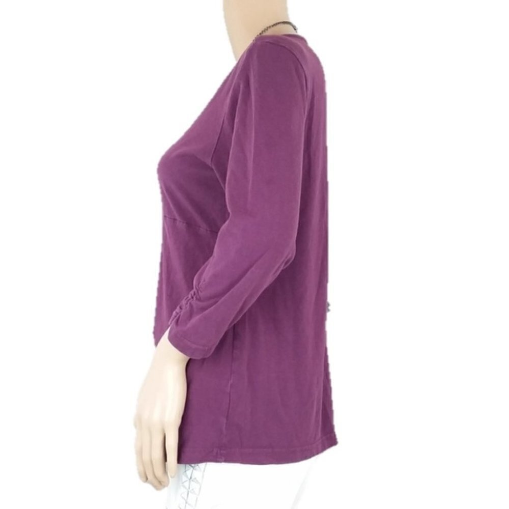 Motherhood Maternity Ruched Purple Blouse Top - Picture 3 of 4